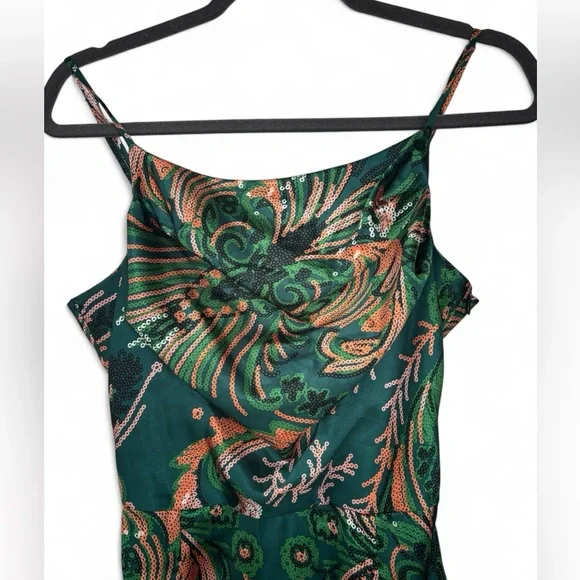 ✅ Sundayup satin midi green floral - Picture 4 of 6